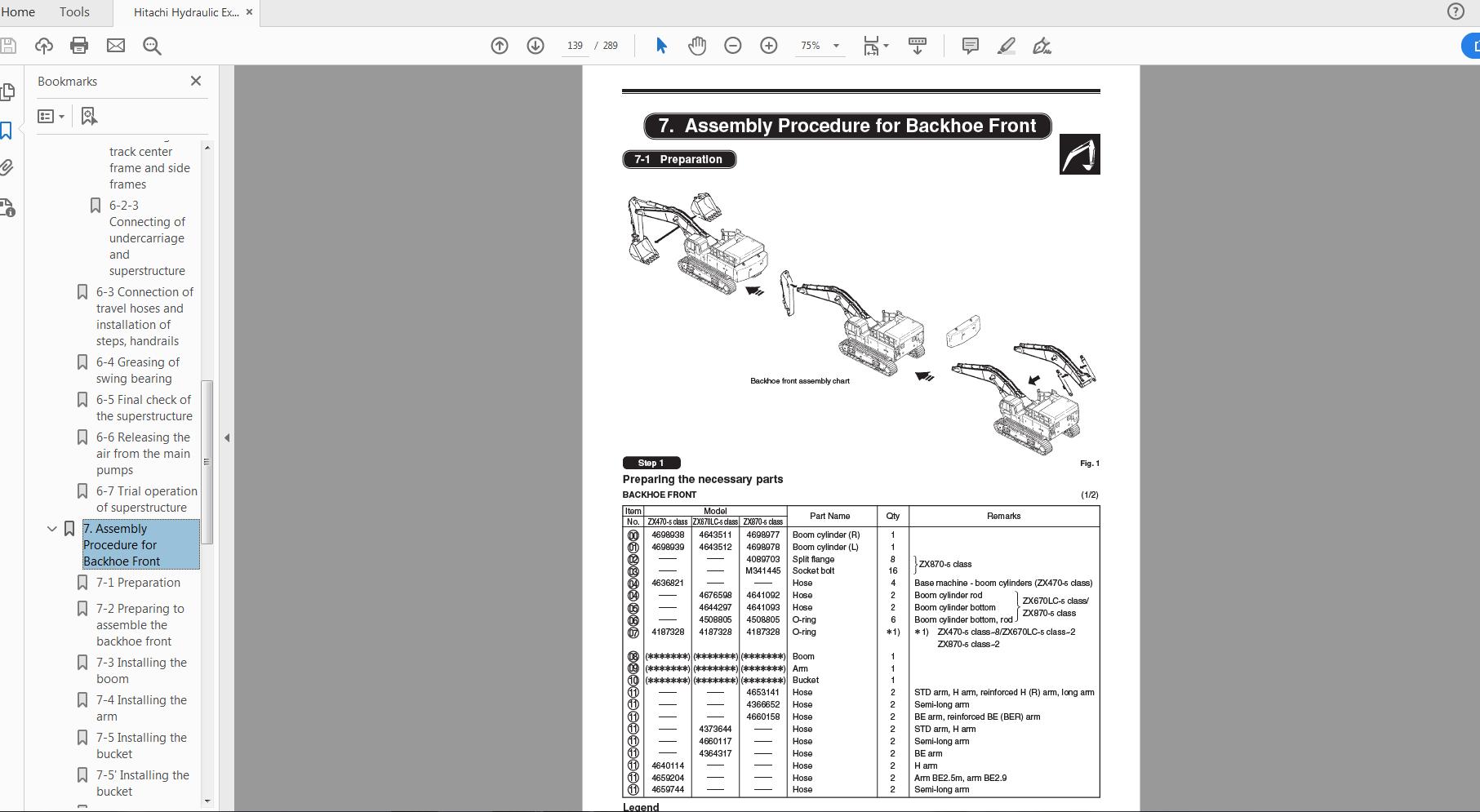 Hitachi Hydraulic Excavator ZX470 670 870 5 Class KO 493 02 Assembly Procedure Manual 4 1