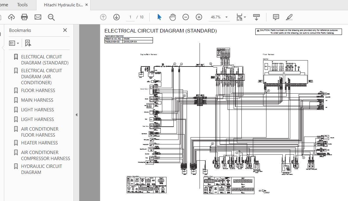 Hitachi Hydraulic Excavator ZX55USR 5A TAEBJ0 EN 00 Circuit Diagram 1