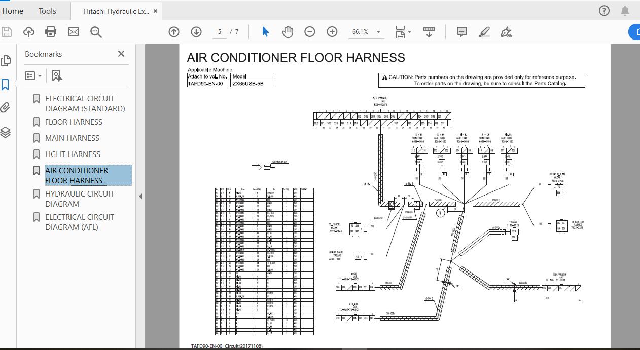 Hitachi Hydraulic Excavator ZX65USB 5B TAFD90 EN 00 Circuit Diagram20171108 3