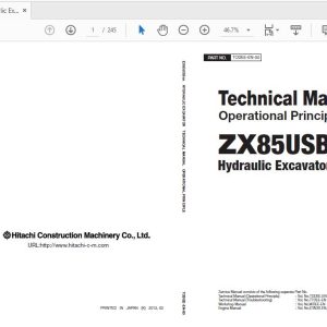 Hitachi Hydraulic Excavator ZX85USB 5A TODEE EN 00 Technical Manual 20170324 1