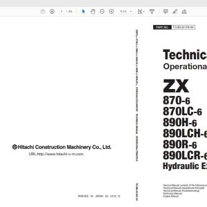Hitachi Hydraulic Excavator ZX870 890 6 Series Technical Manual Workshop Manual 1