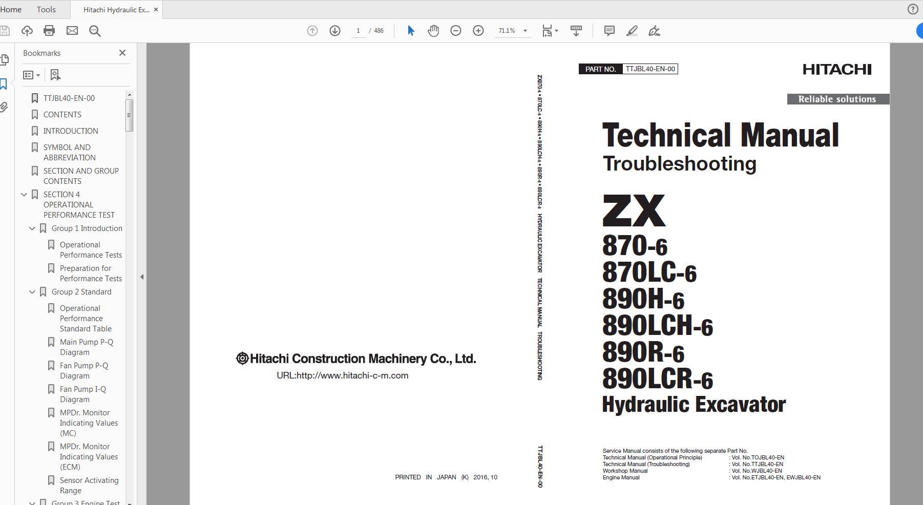 Hitachi Hydraulic Excavator ZX870 890 6 Series Technical Manual Workshop Manual 3