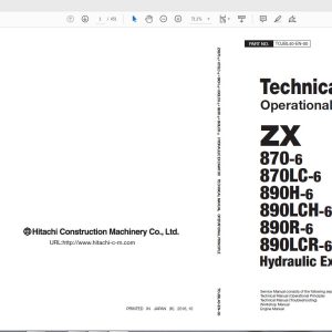 Hitachi Hydraulic Excavator ZX870 890 6 Series Technical Workshop Manual 1