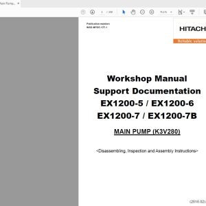 Hitachi Main Pump EX1200 5 6 7 7B K3V280 Workshop Manual WSD MPDE 17F 1 1