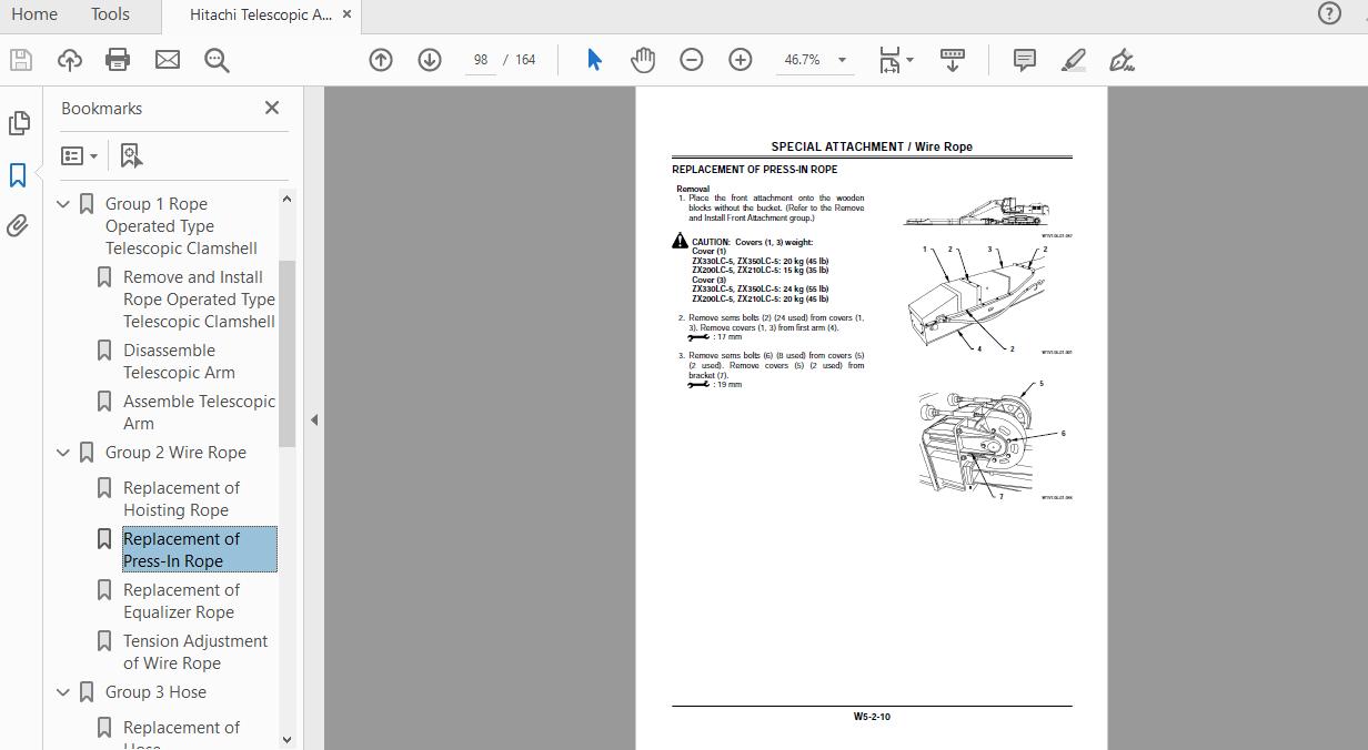 Hitachi Telescopic Arm ZX210LC 5B ZX330 5 Class WDDD EN OP 00 Workshop Manual 3