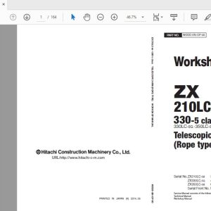 Hitachi Telescopic Arm ZX210LC 5B330 5 Class WDDD EN OP 00 Workshop Manual 1