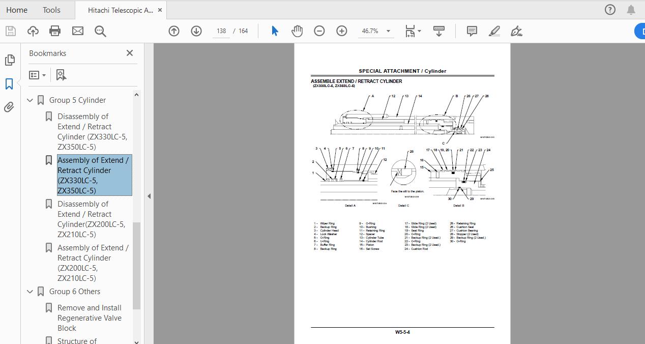 Hitachi Telescopic Arm ZX210LC 5B330 5 Class WDDD EN OP 00 Workshop Manual 3