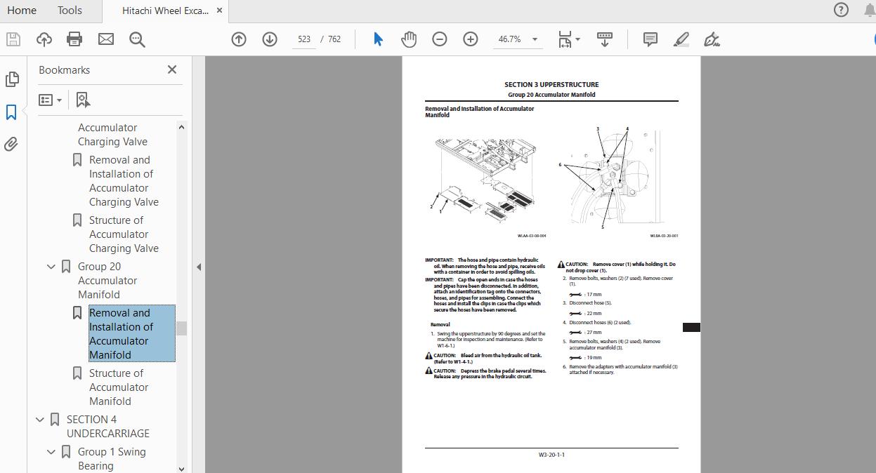 Hitachi Wheel Excavator ZX140W 5B WLAA EN 00 Workshop Manual 3
