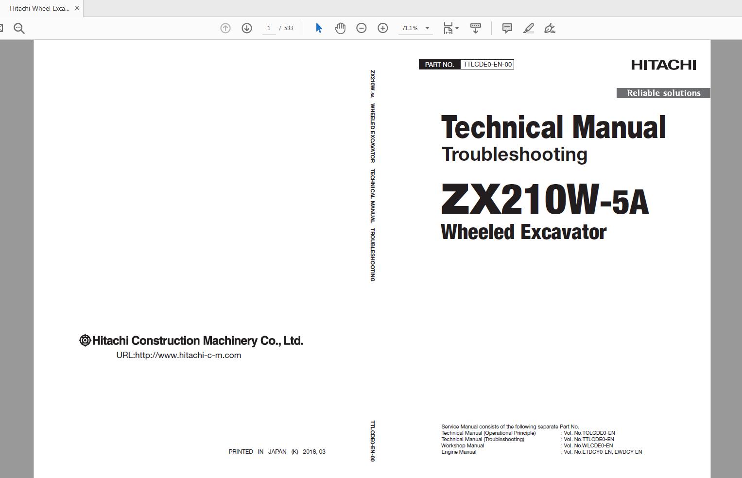 Hitachi Wheel Excavator ZX210W 5A Technical Workshop Manual Circuit Diagram 4