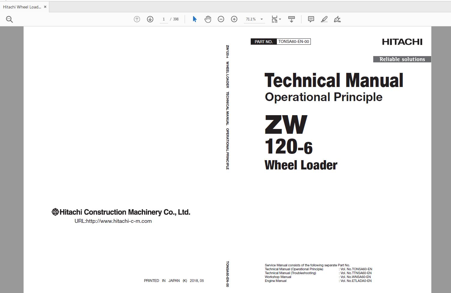 Hitachi Wheel Loader ZW 120 6 Technical Workshop Manual Circuit Diagram 1