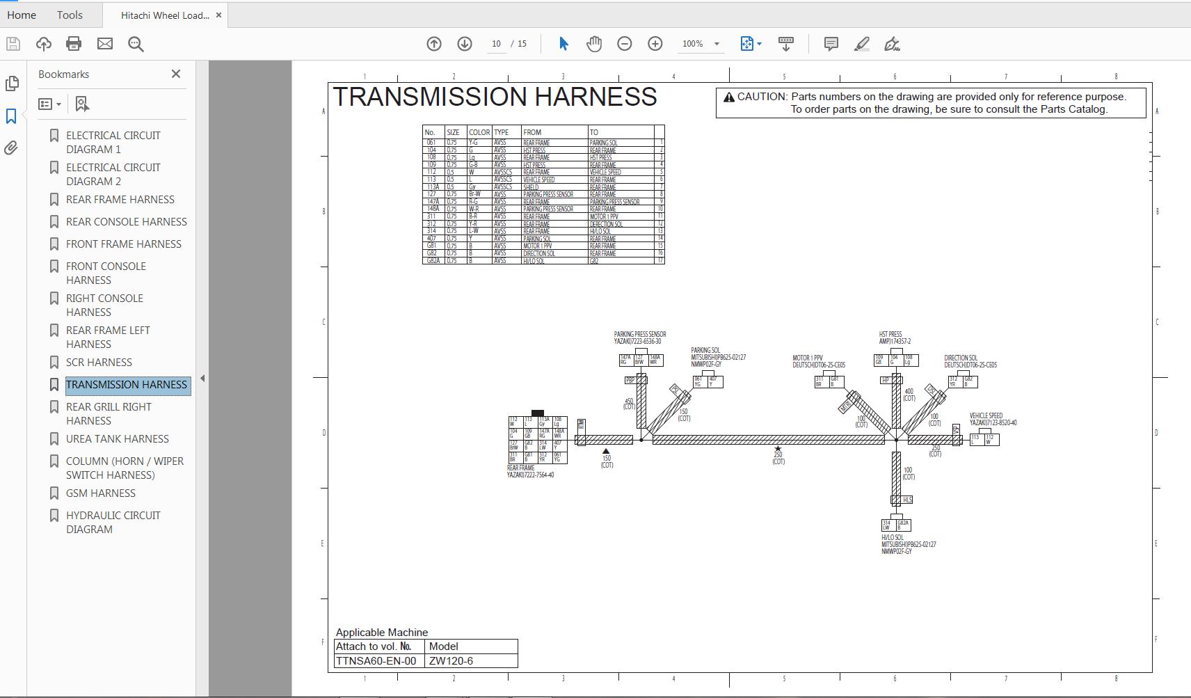 Hitachi Wheel Loader ZW 120 6 Technical Workshop Manual Circuit Diagram 4