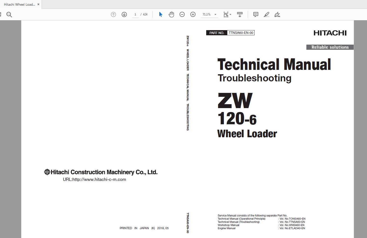 Hitachi Wheel Loader ZW 120 6 Technical Workshop Manual Circuit Diagram 5