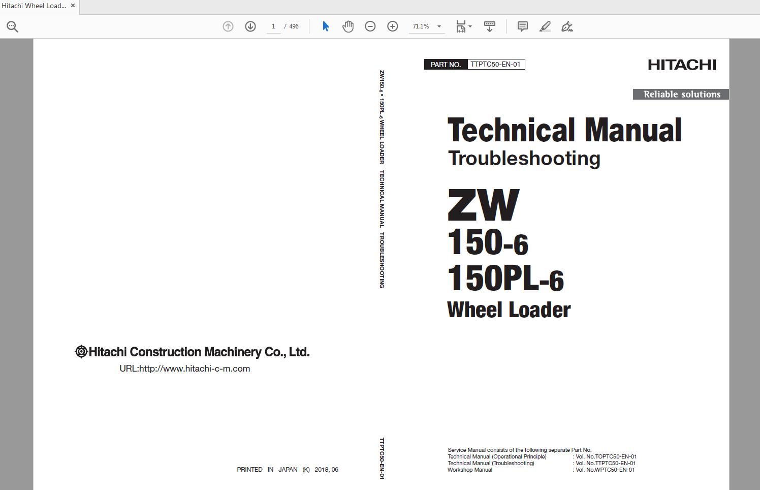 Hitachi Wheel Loader ZW 150 150PL 6 TTPTC50 EN 01 Technical ManualTroubleshooting 1