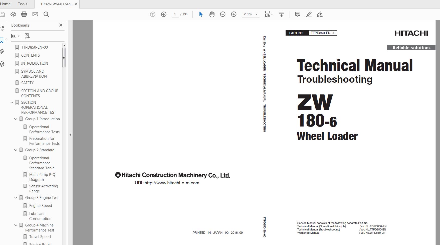 Hitachi Wheel Loader ZW 180 6 Technical Workshop Manual Circuit Diagram 5