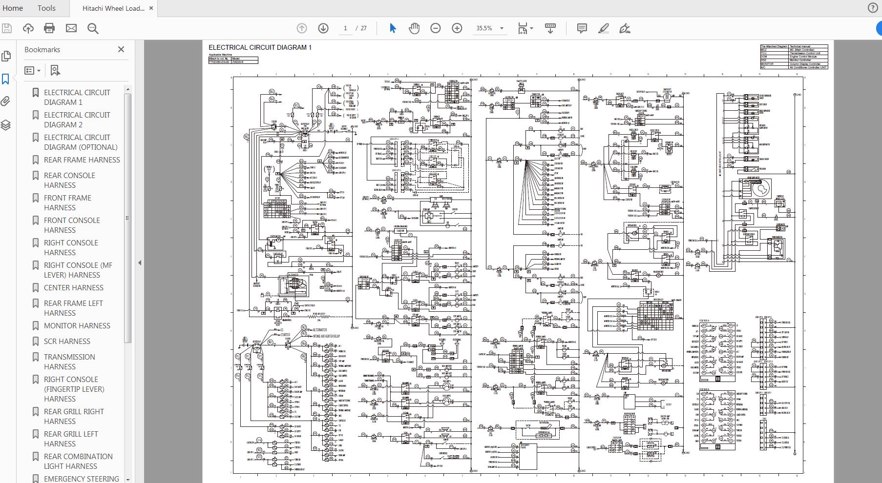 Hitachi Wheel Loader ZW 220 6 Technical Workshop Manual Circuit Diagram 4