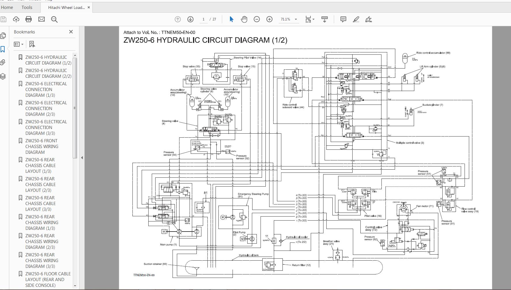 Hitachi Wheel Loader ZW 250 6 Technical Workshop Manual Circuit Diagram 3