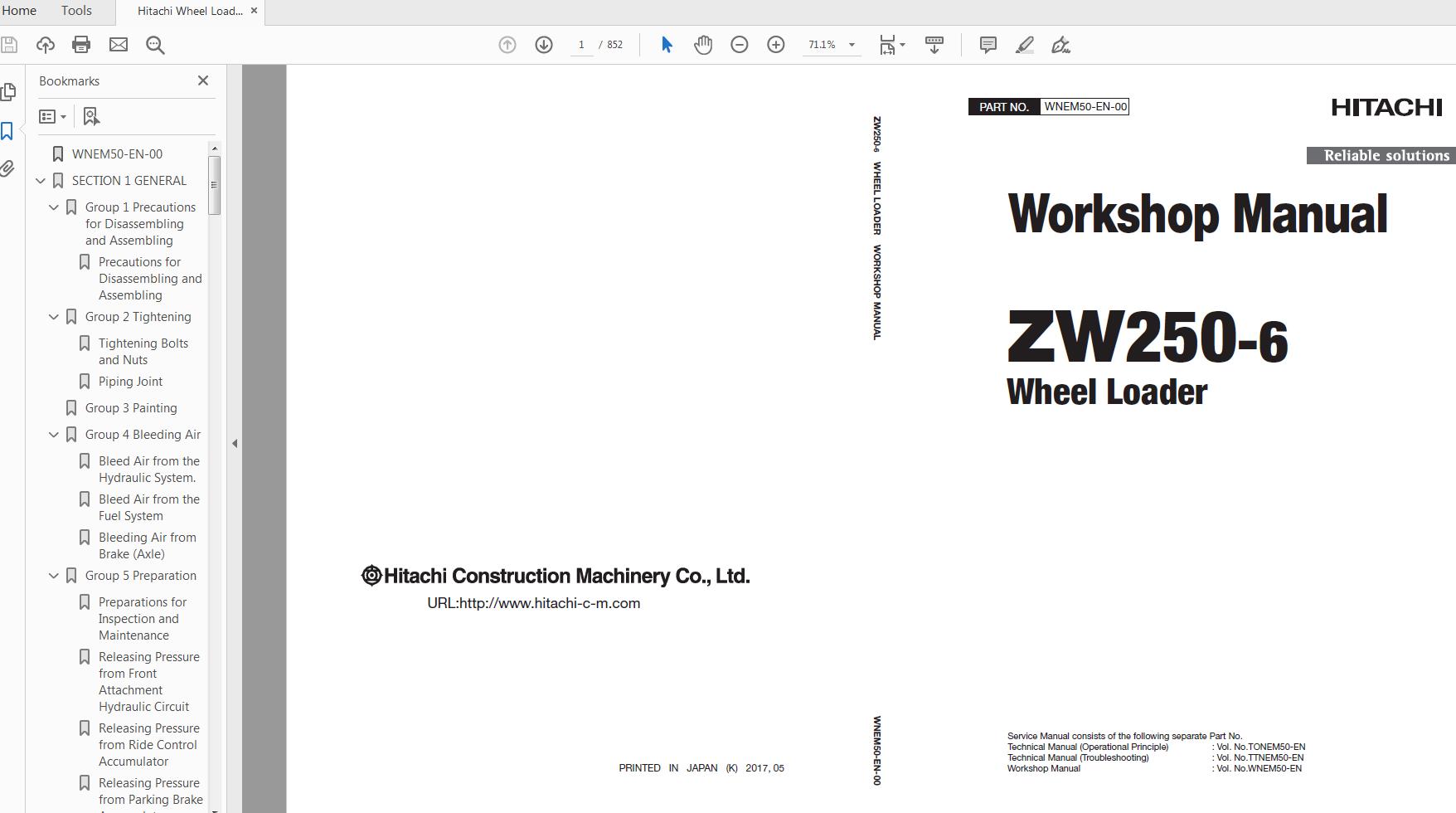 Hitachi Wheel Loader ZW 250 6 Technical Workshop Manual Circuit Diagram 5