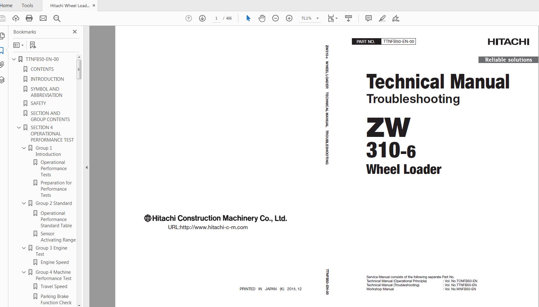 Hitachi Wheel Loader ZW 310 6 Technical Workshop Manual Circuit 4 1