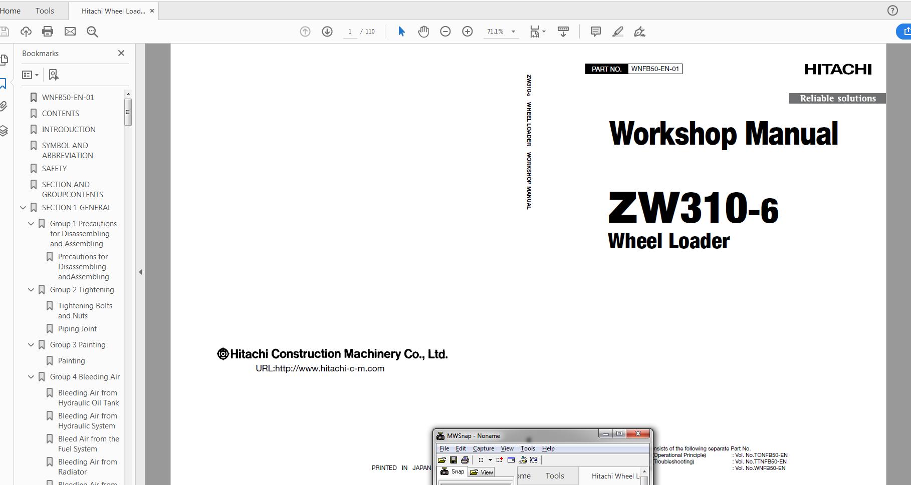 Hitachi Wheel Loader ZW 310 6 Technical Workshop Manual Circuit Diagram 1