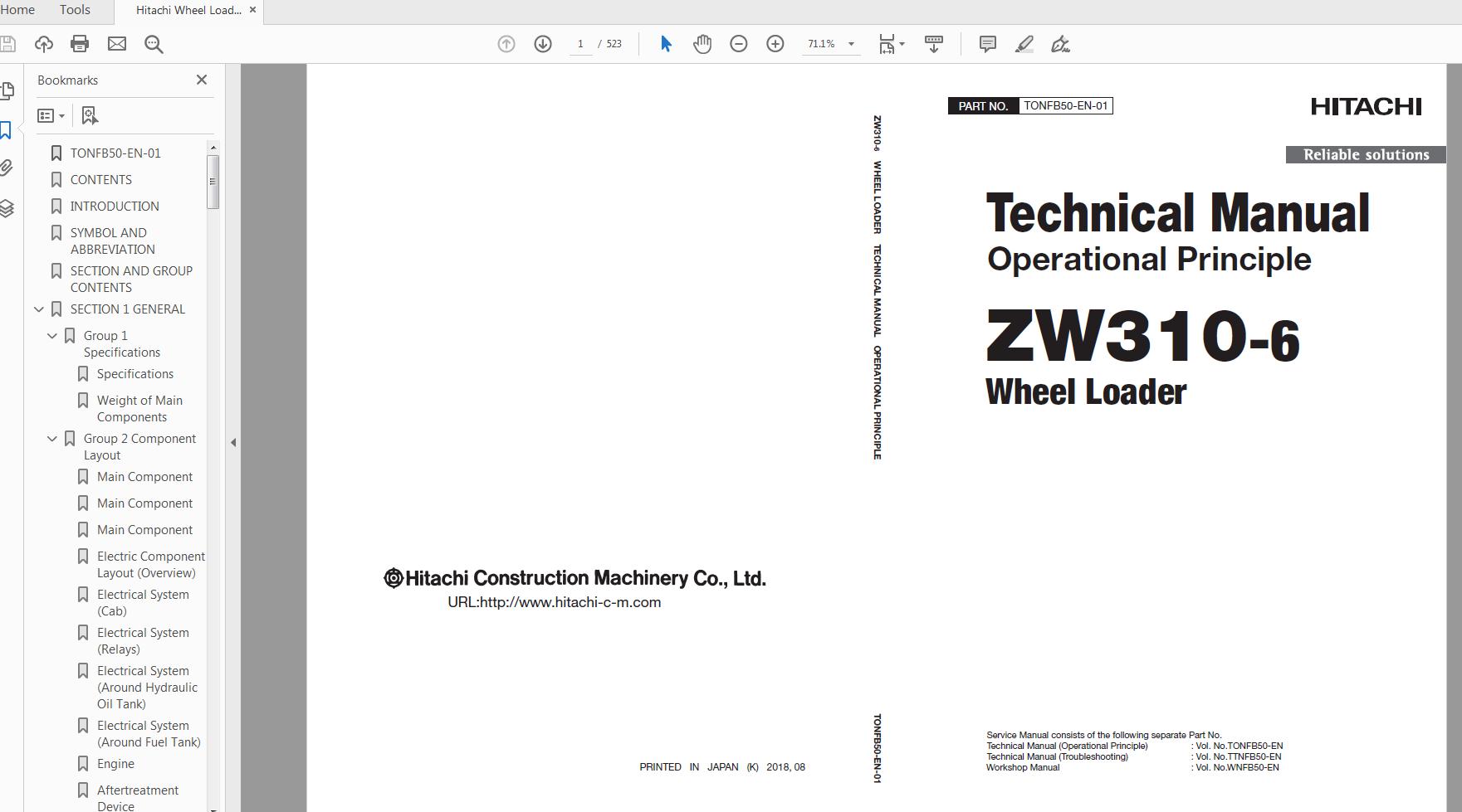 Hitachi Wheel Loader ZW 310 6 Technical Workshop Manual Circuit Diagram 5 1