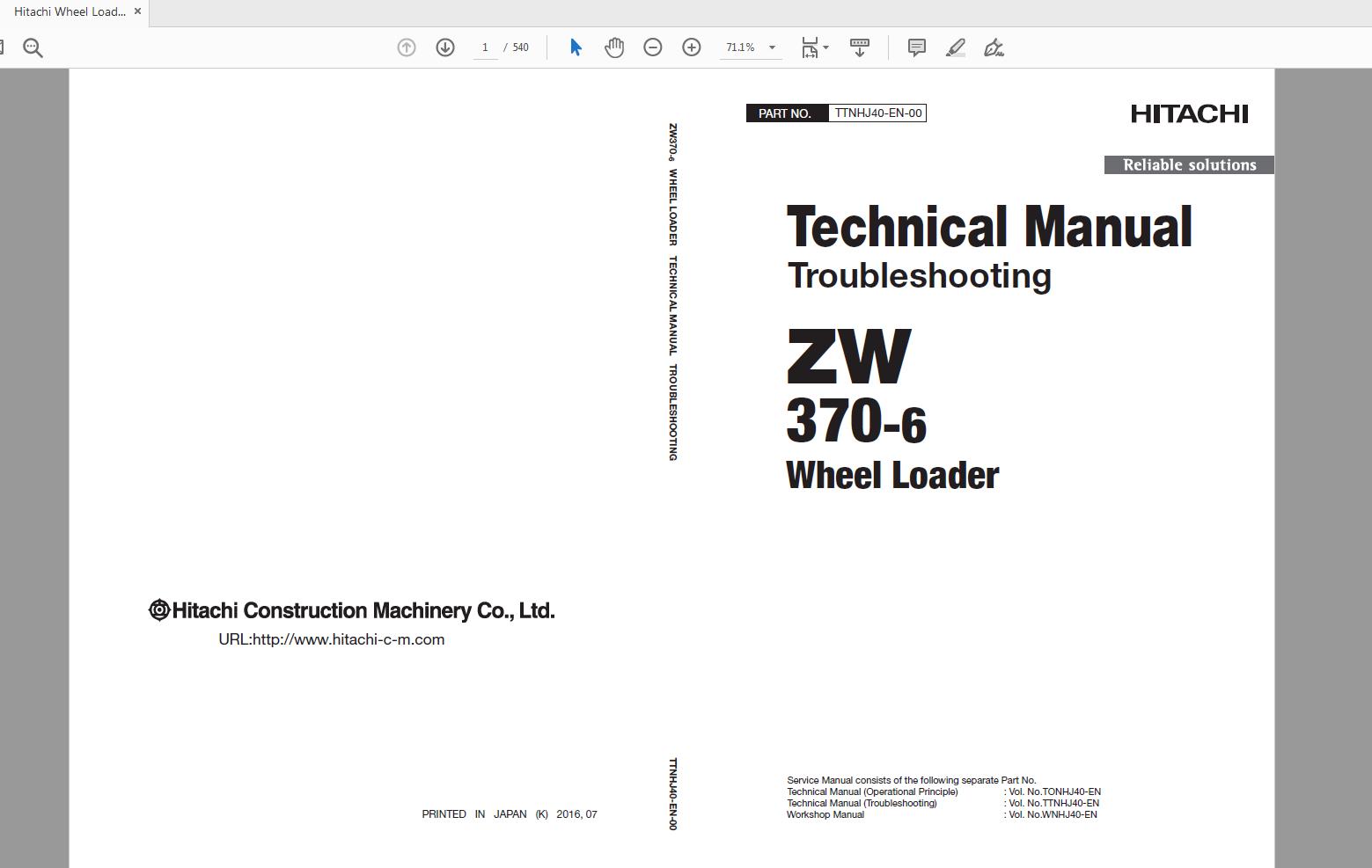 Hitachi Wheel Loader ZW 370 6 Technical Workshop Manual Circuit Diagram 4