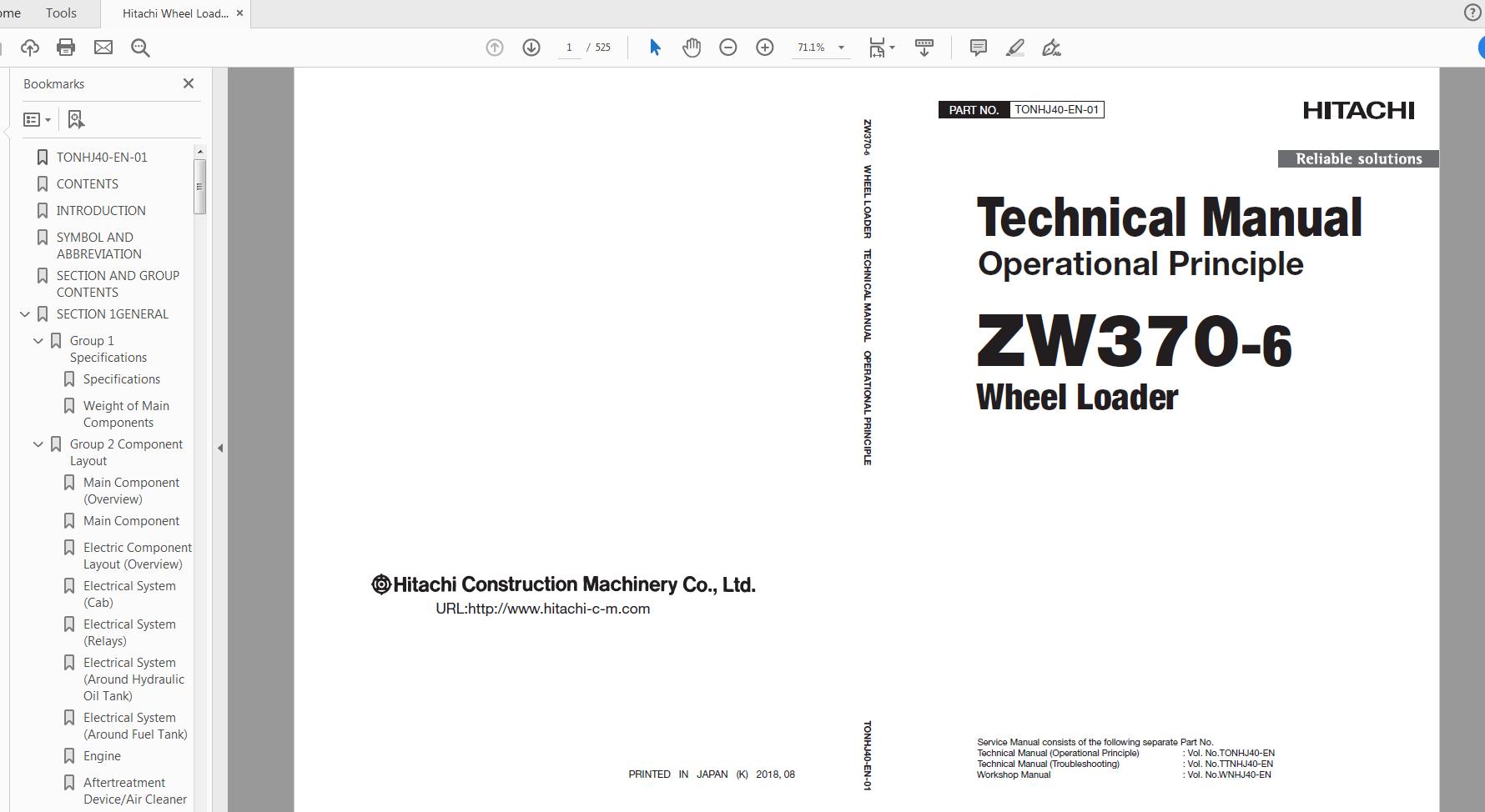 Hitachi Wheel Loader ZW 370 6 Technical Workshop Manual Circuit Diagram 5