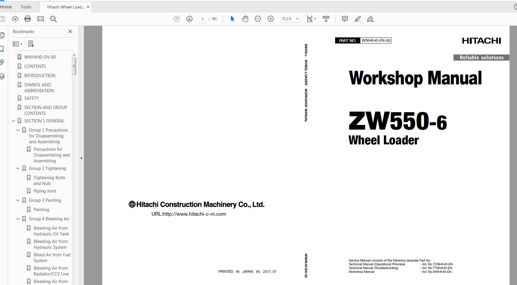 Hitachi Wheel Loader ZW 550 6 Technical Workshop Manual Circuit Diagram 4