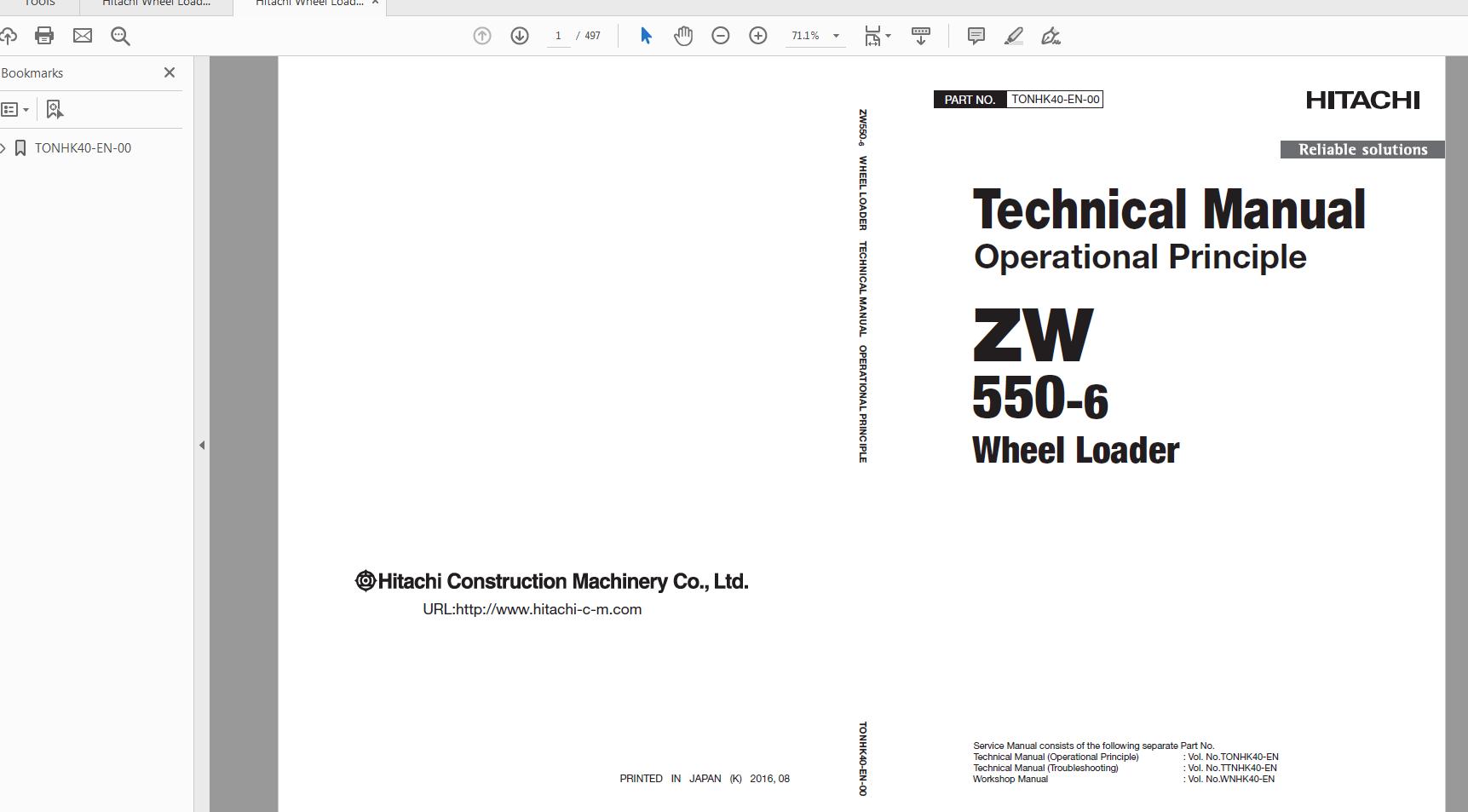 Hitachi Wheel Loader ZW 550 6 Technical Workshop Manual Circuit Diagram