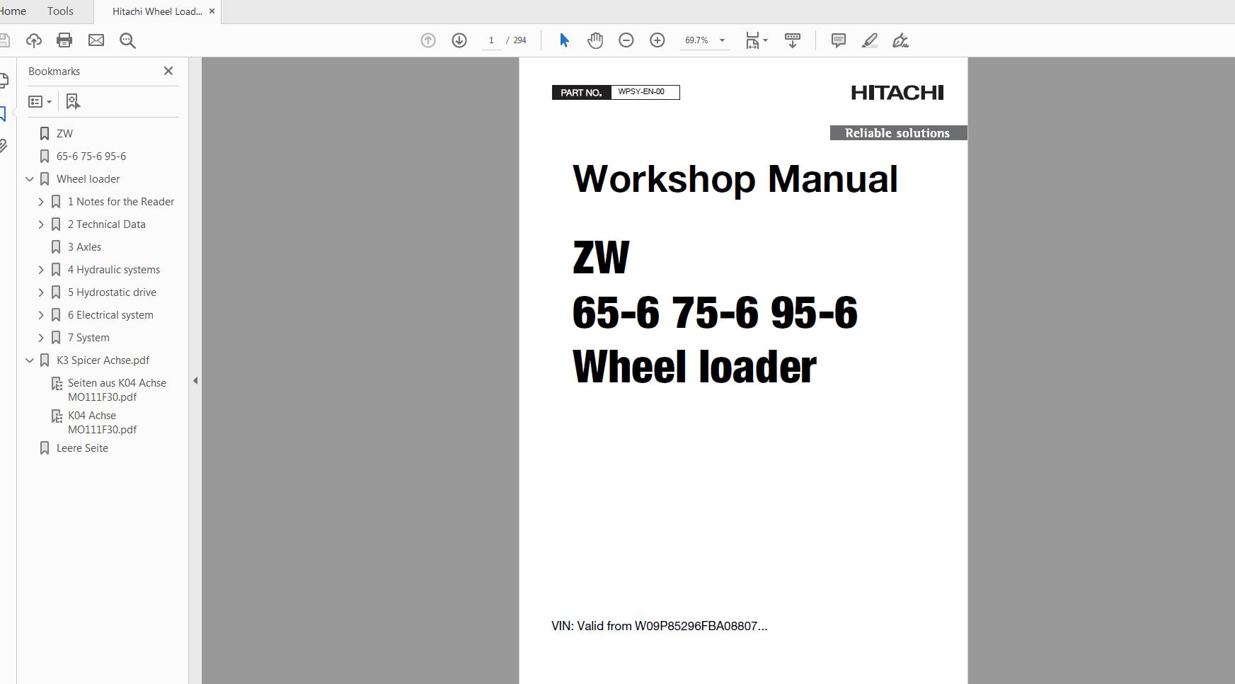 Hitachi Wheel Loader ZW 65 75 95 6 Workshop Serivce Manual 4