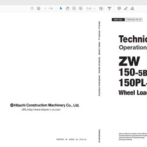 Hitachi Wheel Loader ZW150 150PL 5B Technical Workshop Manual Wiring Diagram 1