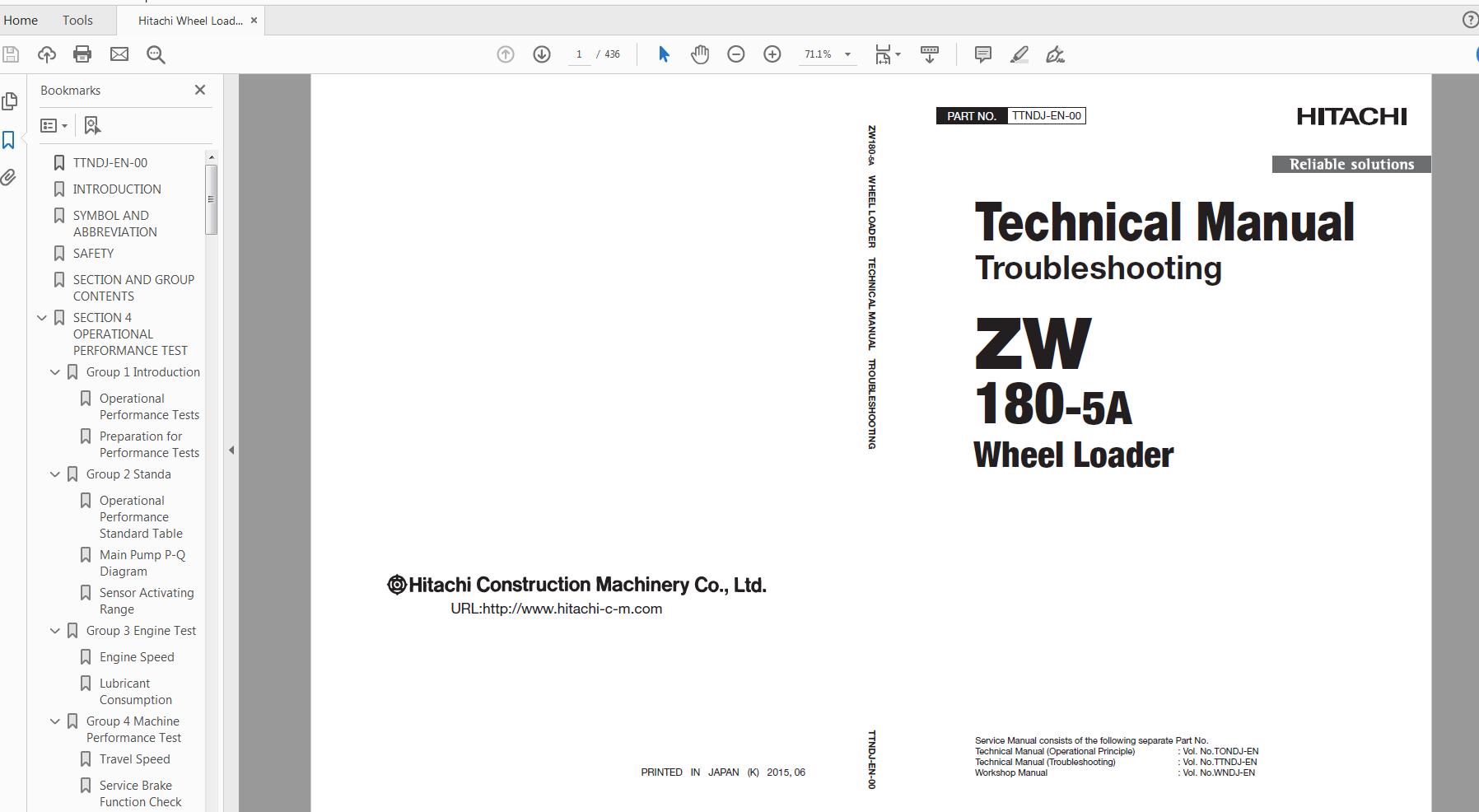 Hitachi Wheel Loader ZW180 5A Technical Workshop Manual Circuit Diagram 2