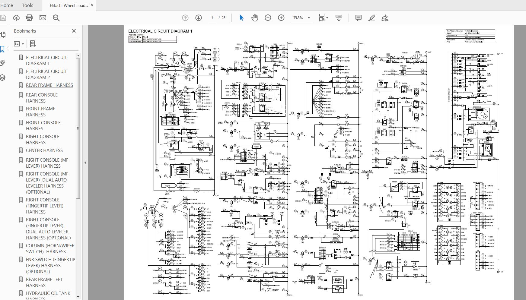 Hitachi Wheel Loader ZW180 180PL 5B Technical Workshop Manual Circuit Diagram 5