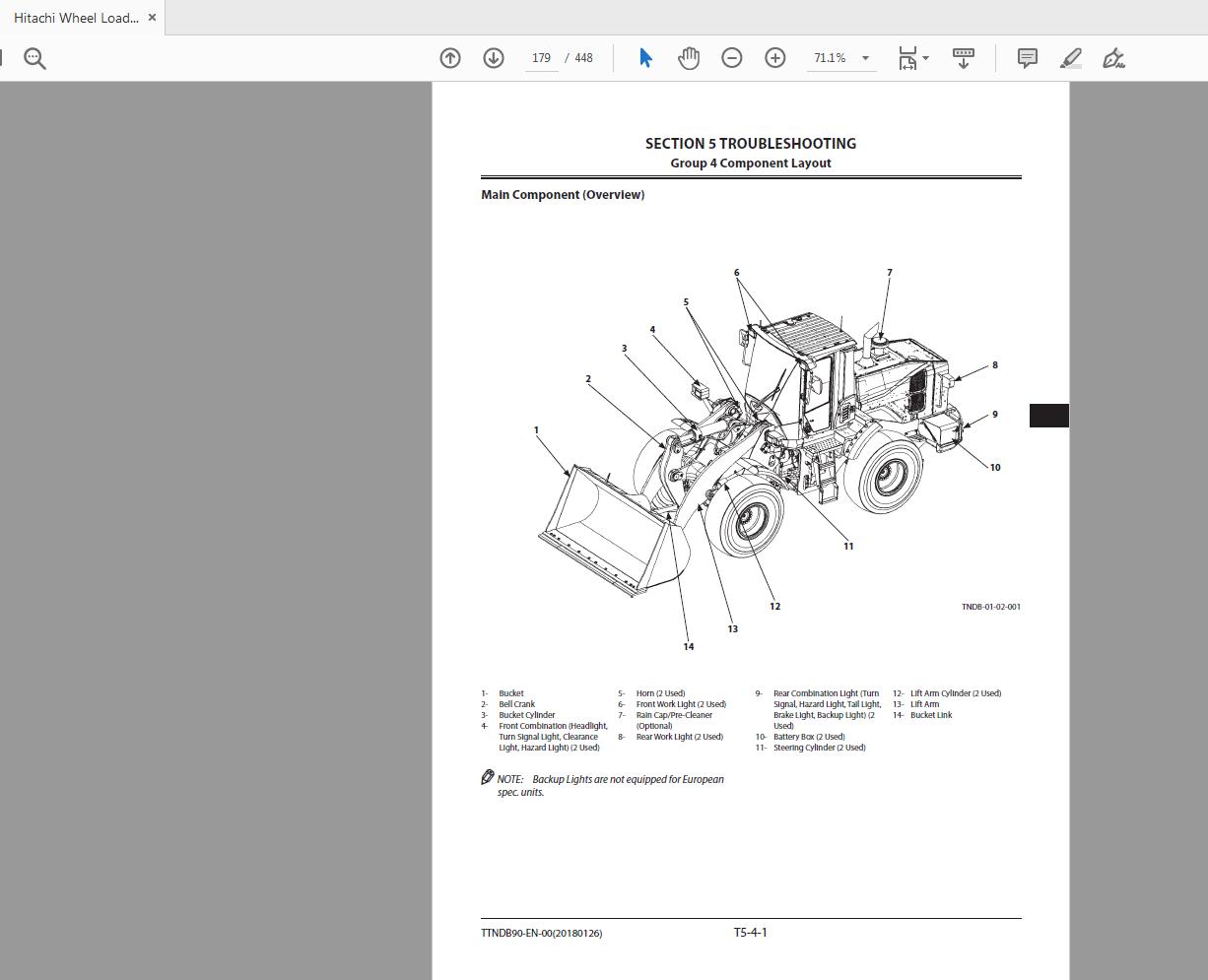 Hitachi Wheel Loader ZW180 180PL 5B Technical Workshop Manual Circuit Diagram 4