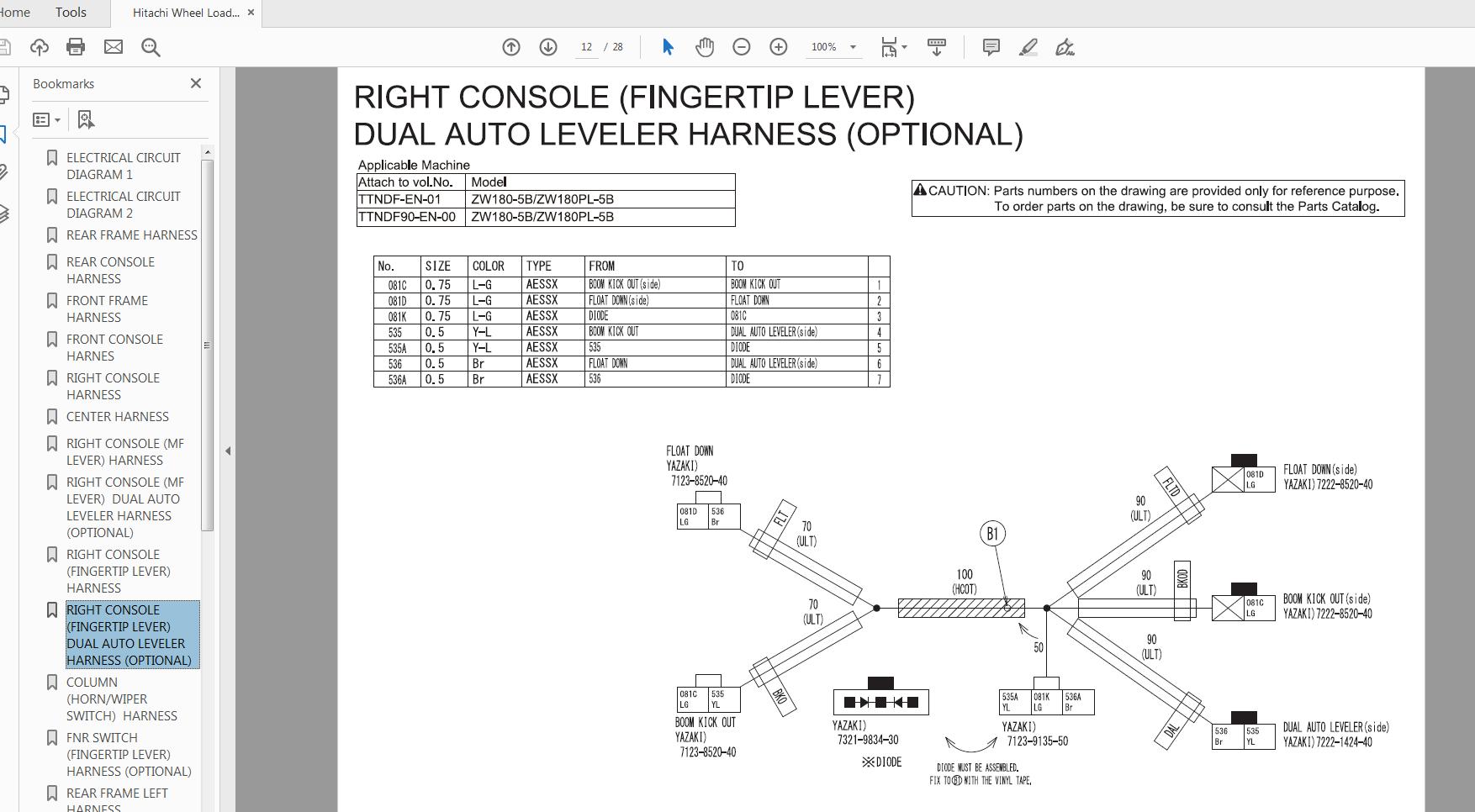 Hitachi Wheel Loader ZW180 180PL 5B Technical Workshop Manual Circuit Diagram 5