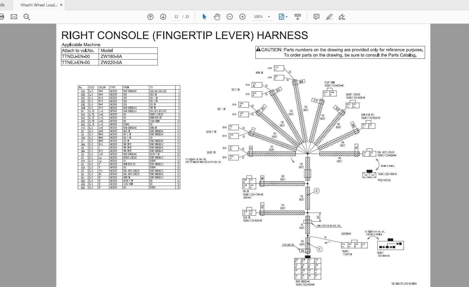Hitachi Wheel Loader ZW180 220 5A Workshop Manual Circuit Diagram 4