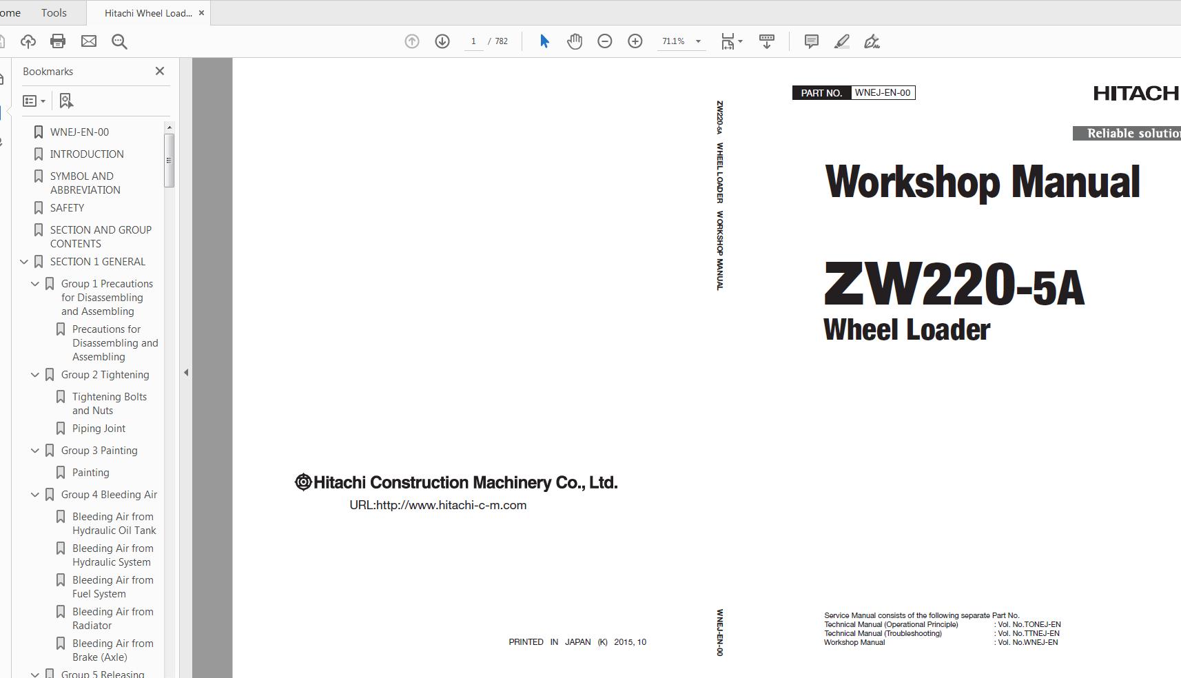 Hitachi Wheel Loader ZW220 5A Technical Workshop Manual Circuit Diagram 4