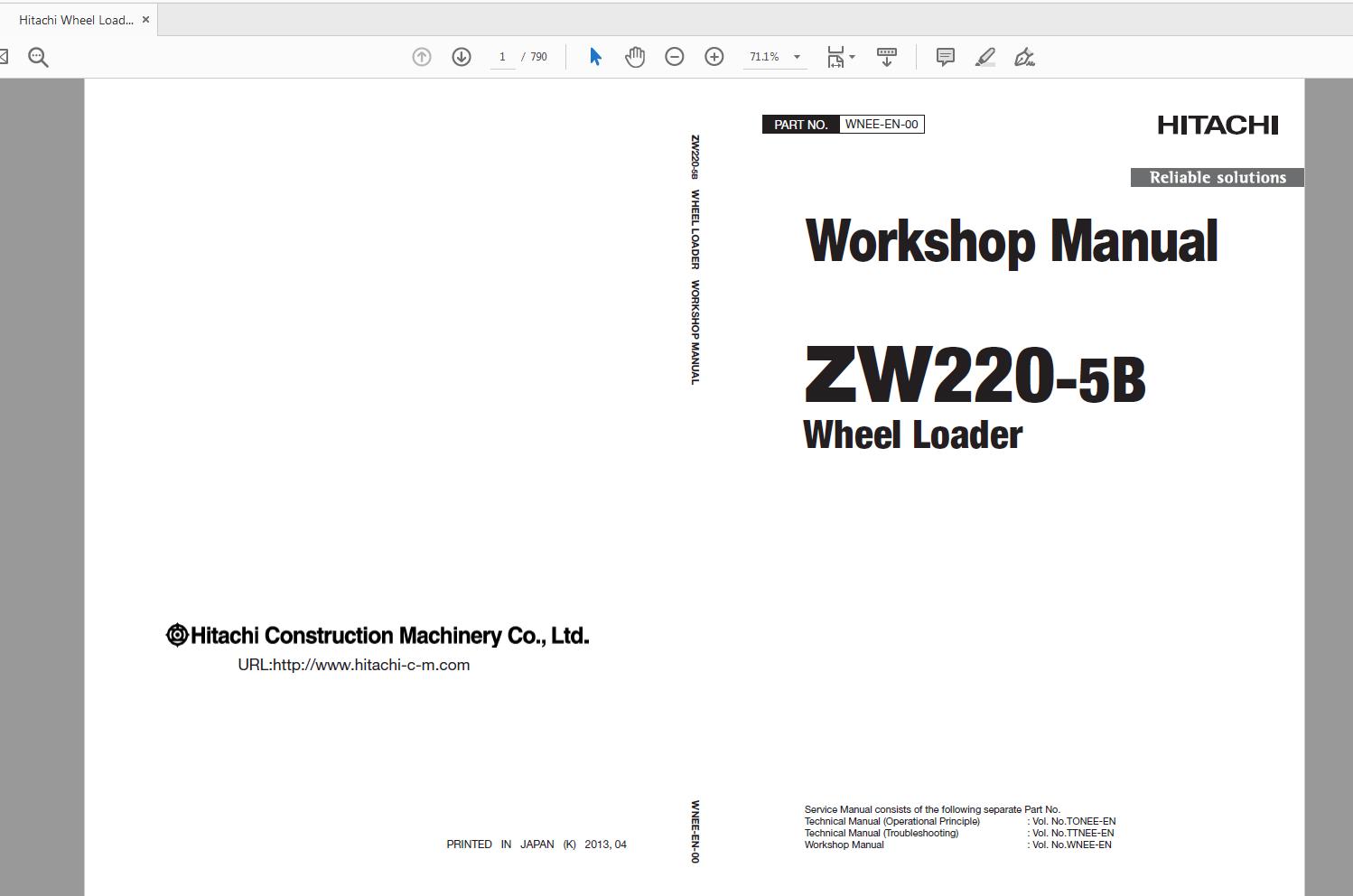 Hitachi Wheel Loader ZW220 5B Technical Workshop Manual Circuit Diagram 6