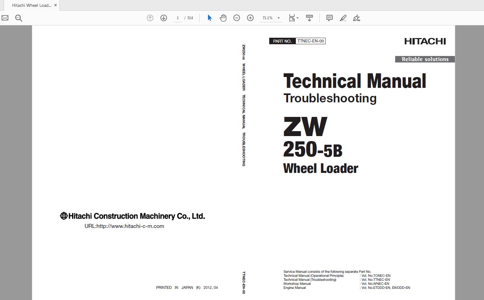 Hitachi Wheel Loader ZW250 5B Technical Workshop Manual Circuit Diagram 4