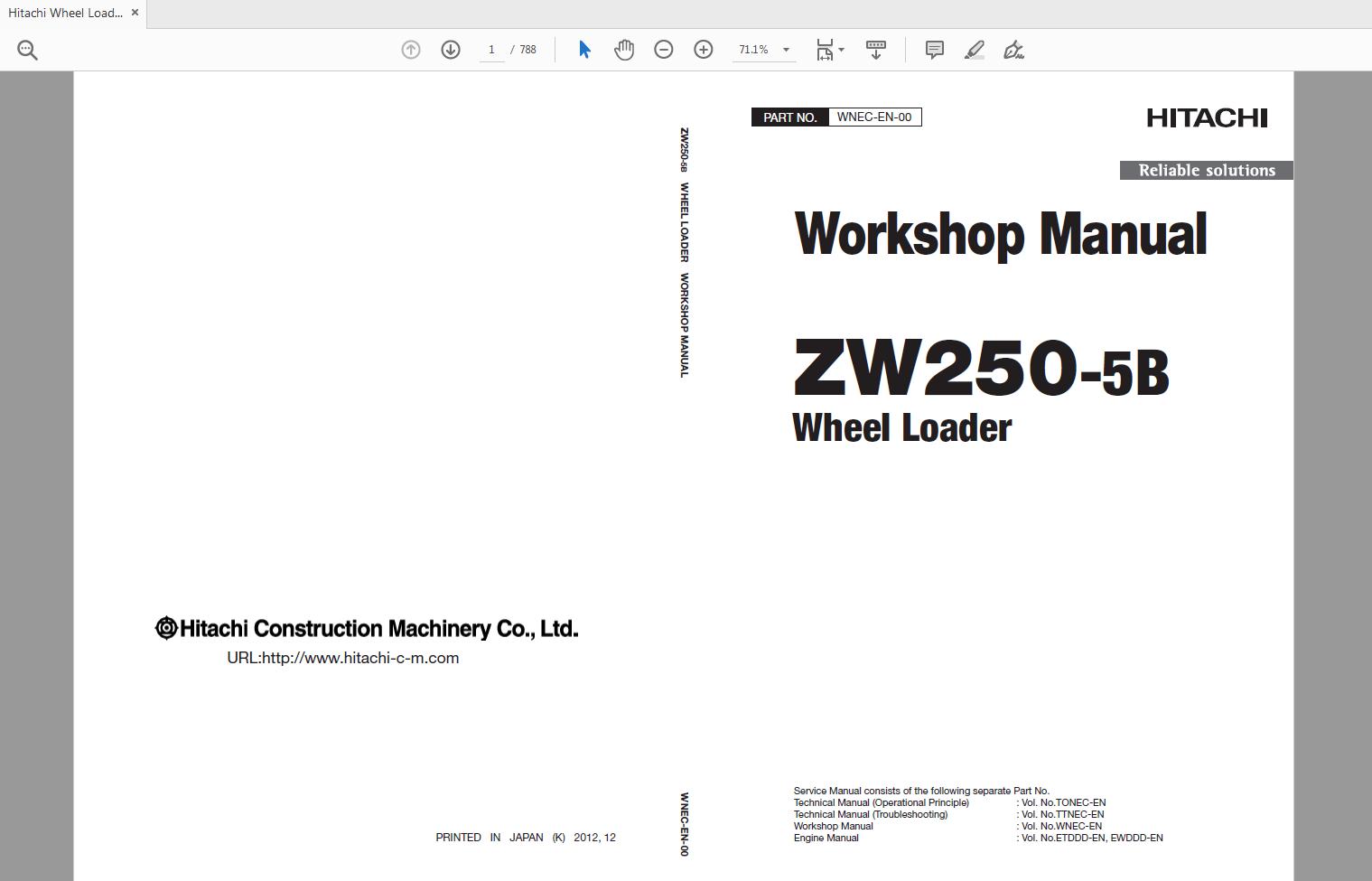 Hitachi Wheel Loader ZW250 5B Technical Workshop Manual Circuit Diagram 6