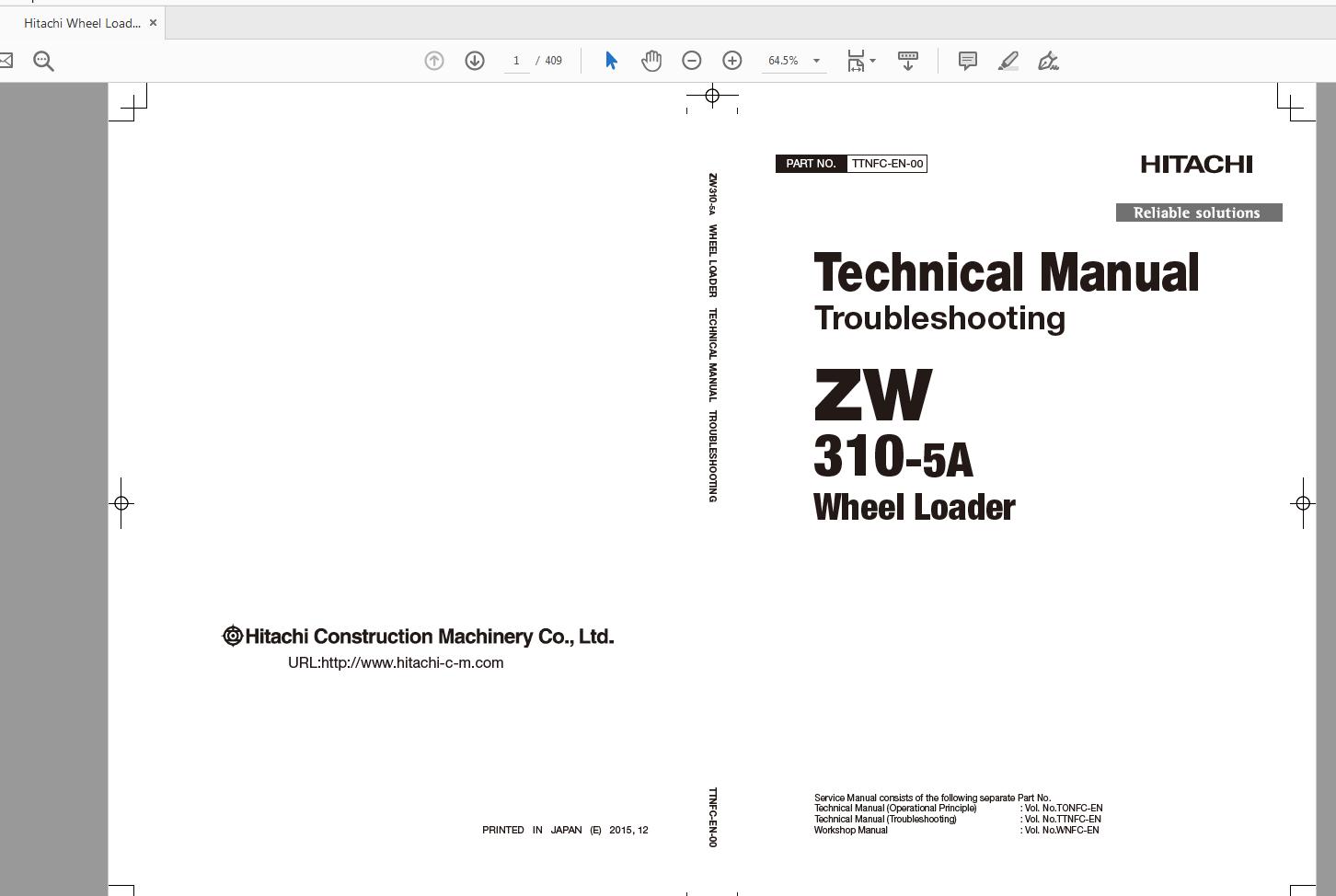 Hitachi Wheel Loader ZW310 5A Technical Manual Circuit Diagram 4