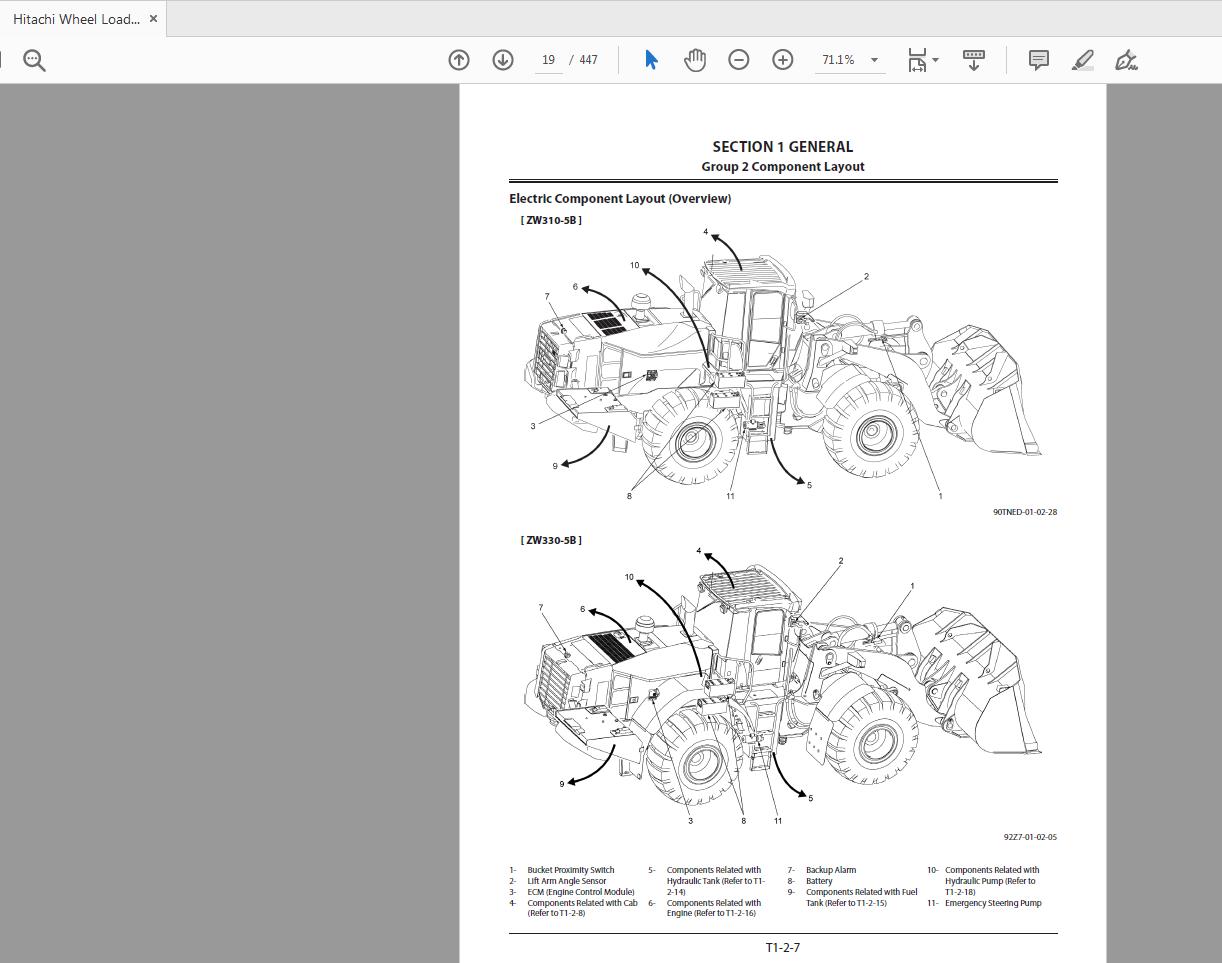Hitachi Wheel Loader ZW310 330 5B Technical Workshop Manual Circuit Diagram 2