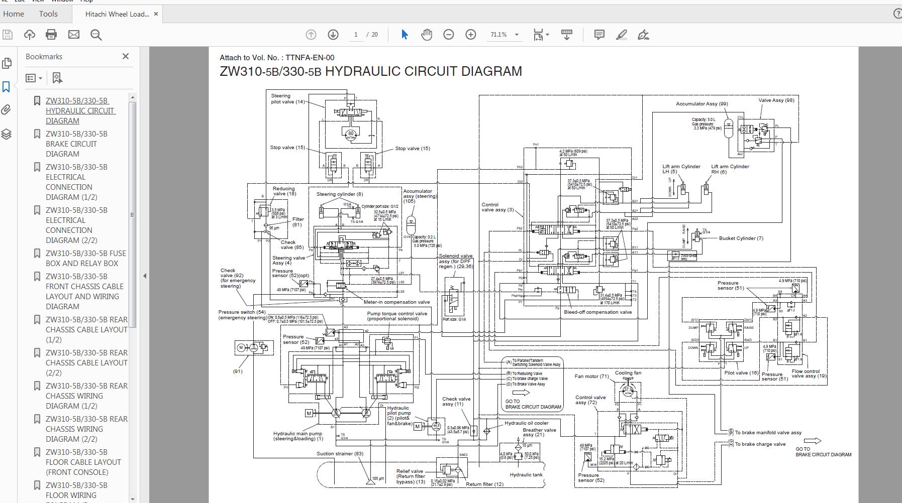 Hitachi Wheel Loader ZW310 330 5B Technical Workshop Manual Circuit Diagram 5