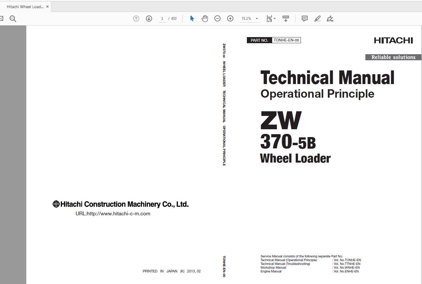 Hitachi Wheel Loader ZW370 5B Technical Workshop Manual Circuit Diagram 4