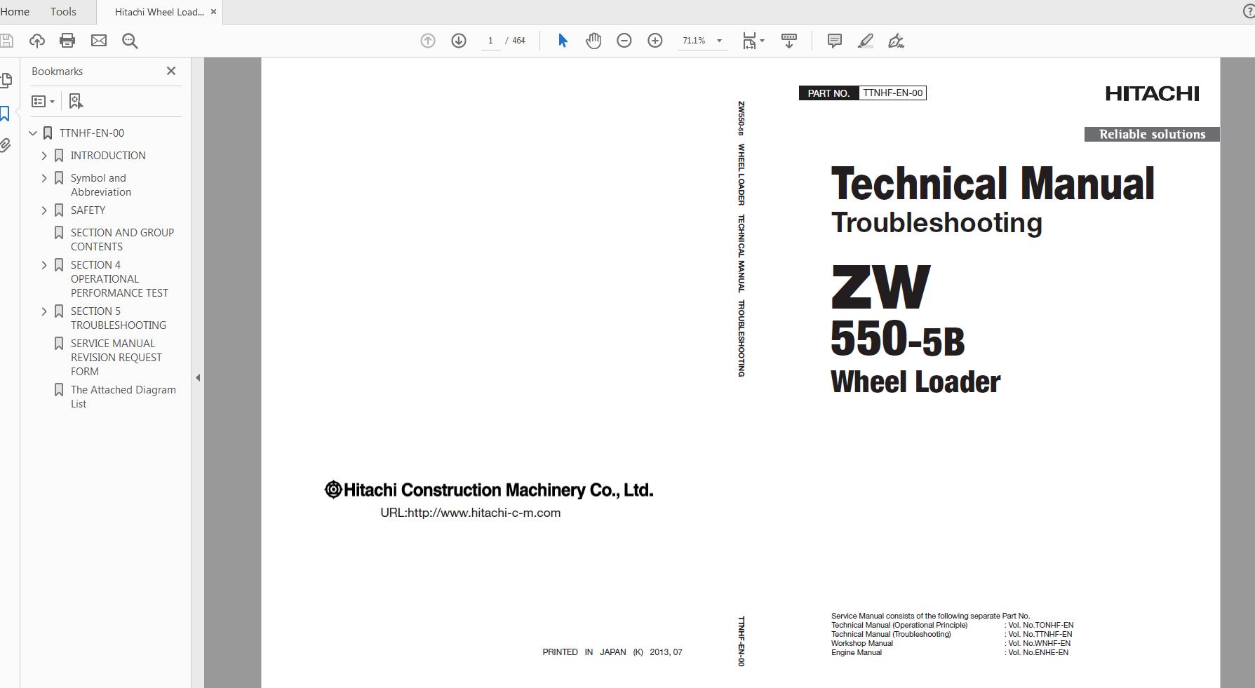 Hitachi Wheel Loader ZW550 5B Technical Workshop Manual Circuit Diagram 4