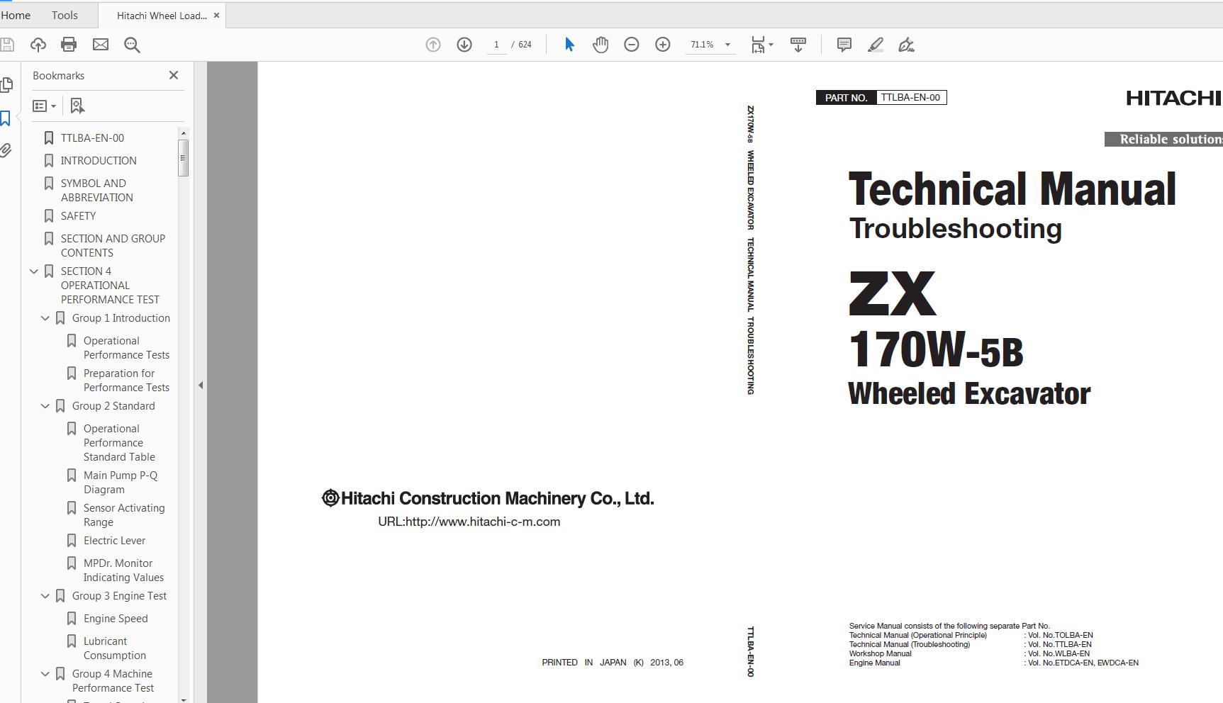 Hitachi Wheel Loader ZX170W 5B Technical Workshop Manual Circuit Diagram 3