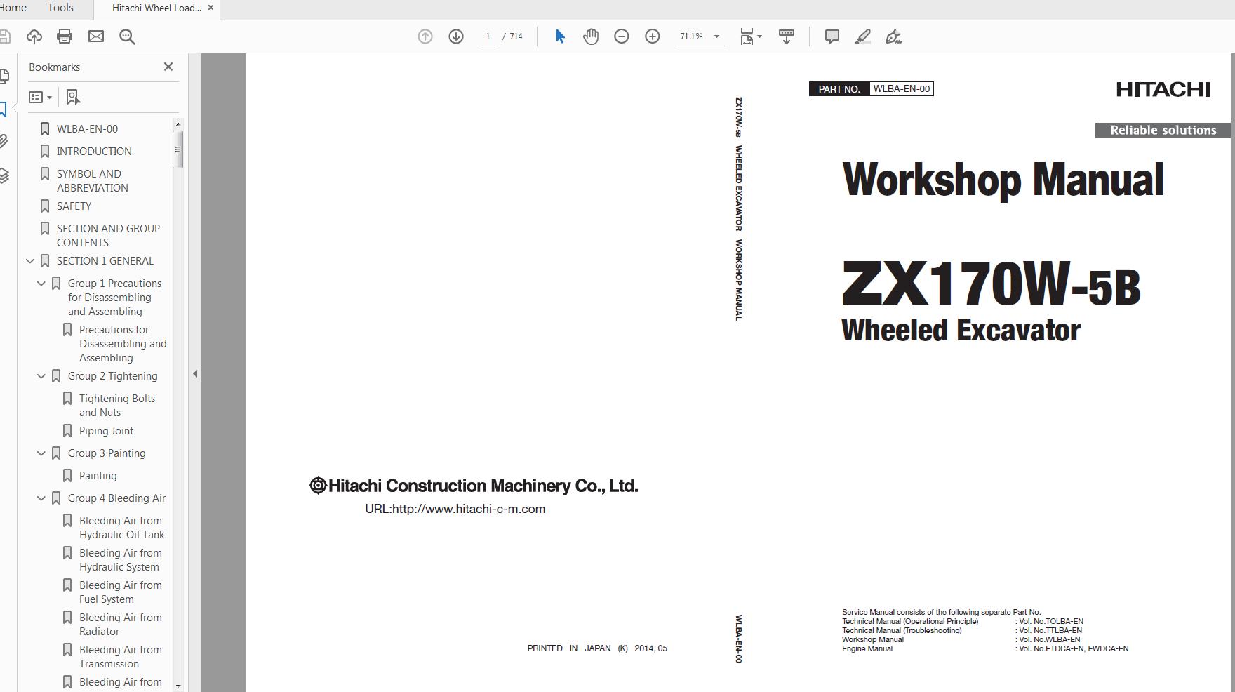 Hitachi Wheel Loader ZX170W 5B Technical Workshop Manual Circuit Diagram 5