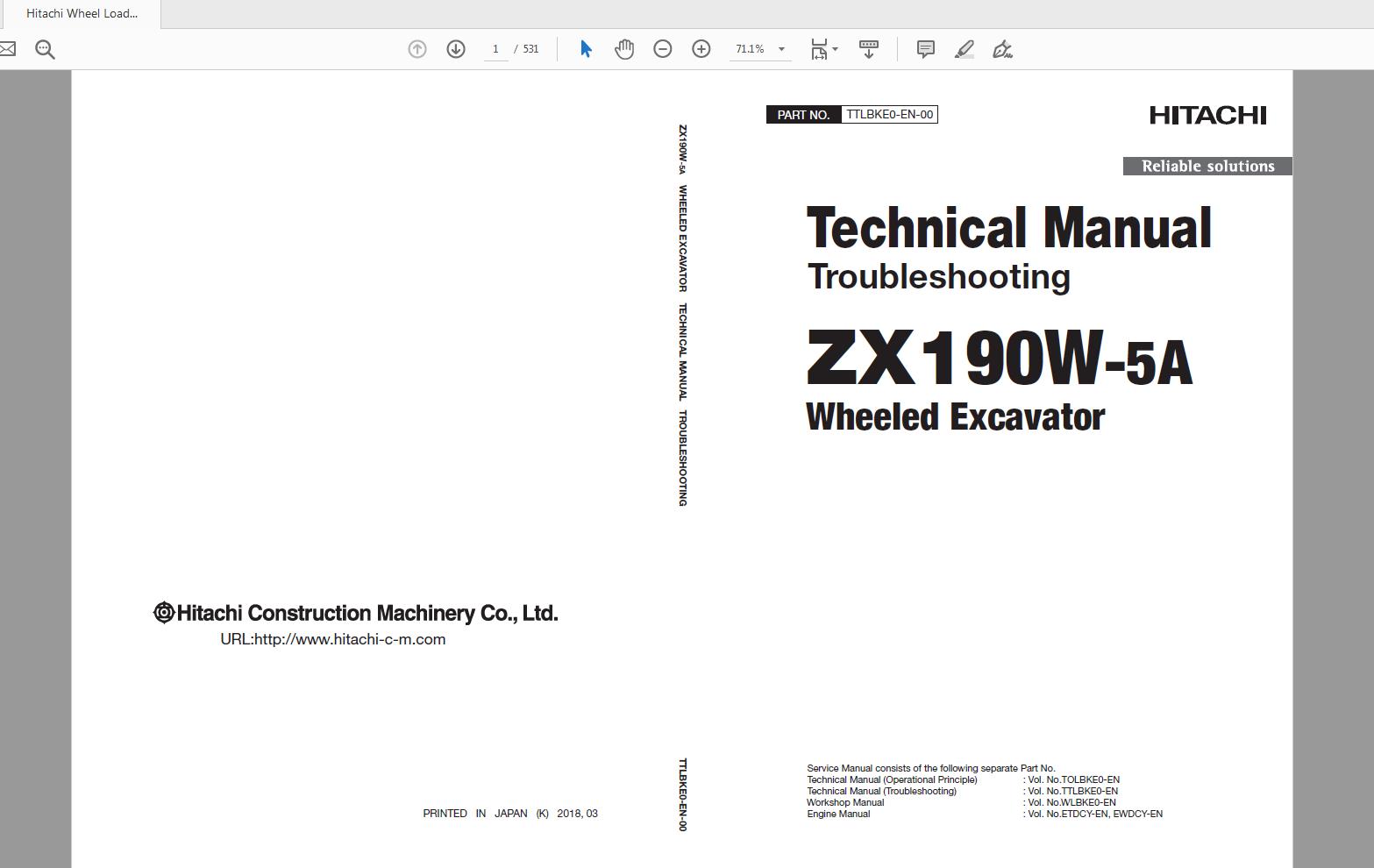 Hitachi Wheel Loader ZX190W 5A Technical Workshop Manual Circuit Diagram 4