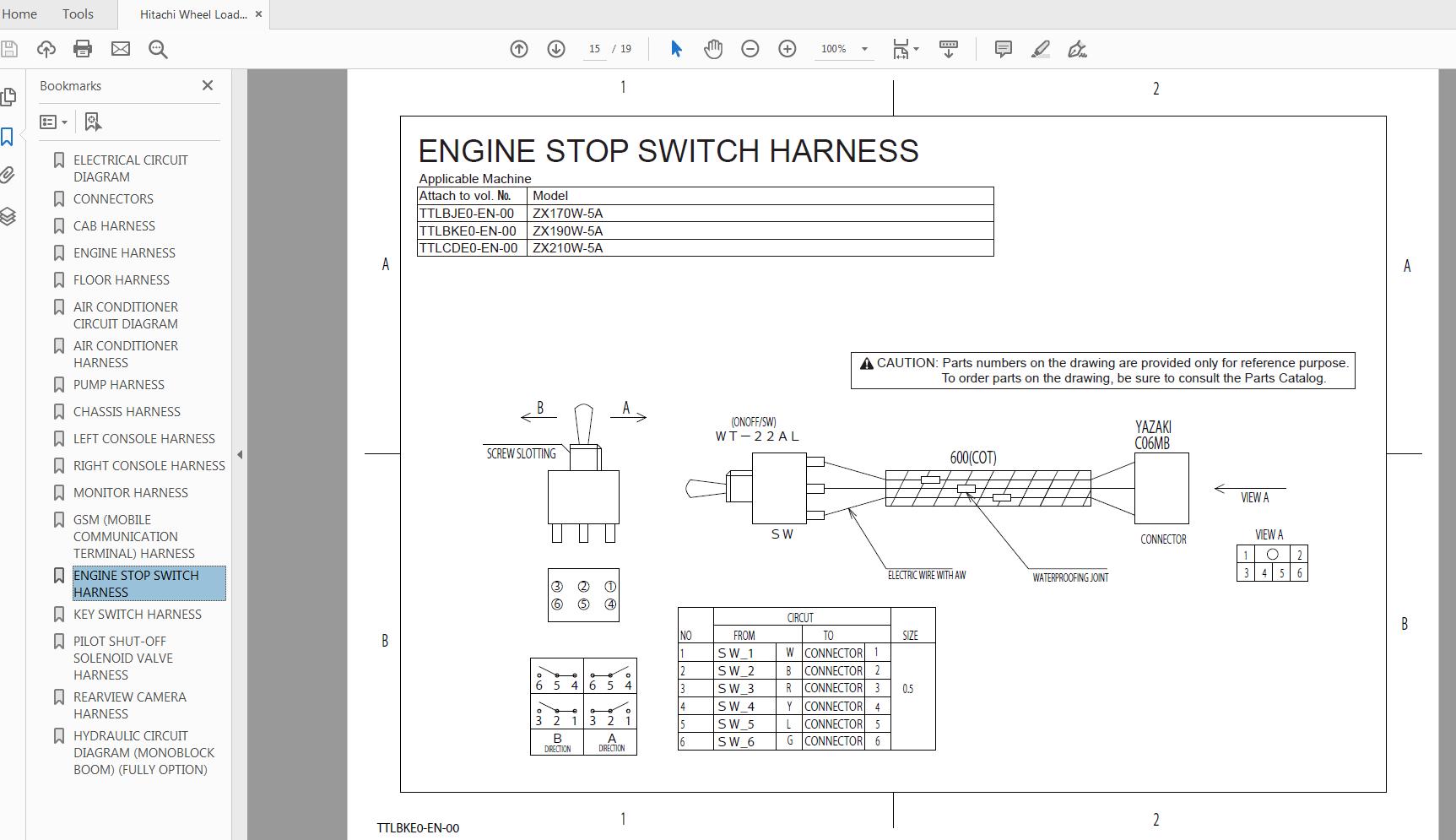 Hitachi Wheel Loader ZX190W 5A Technical Workshop Manual Circuit Diagram 5