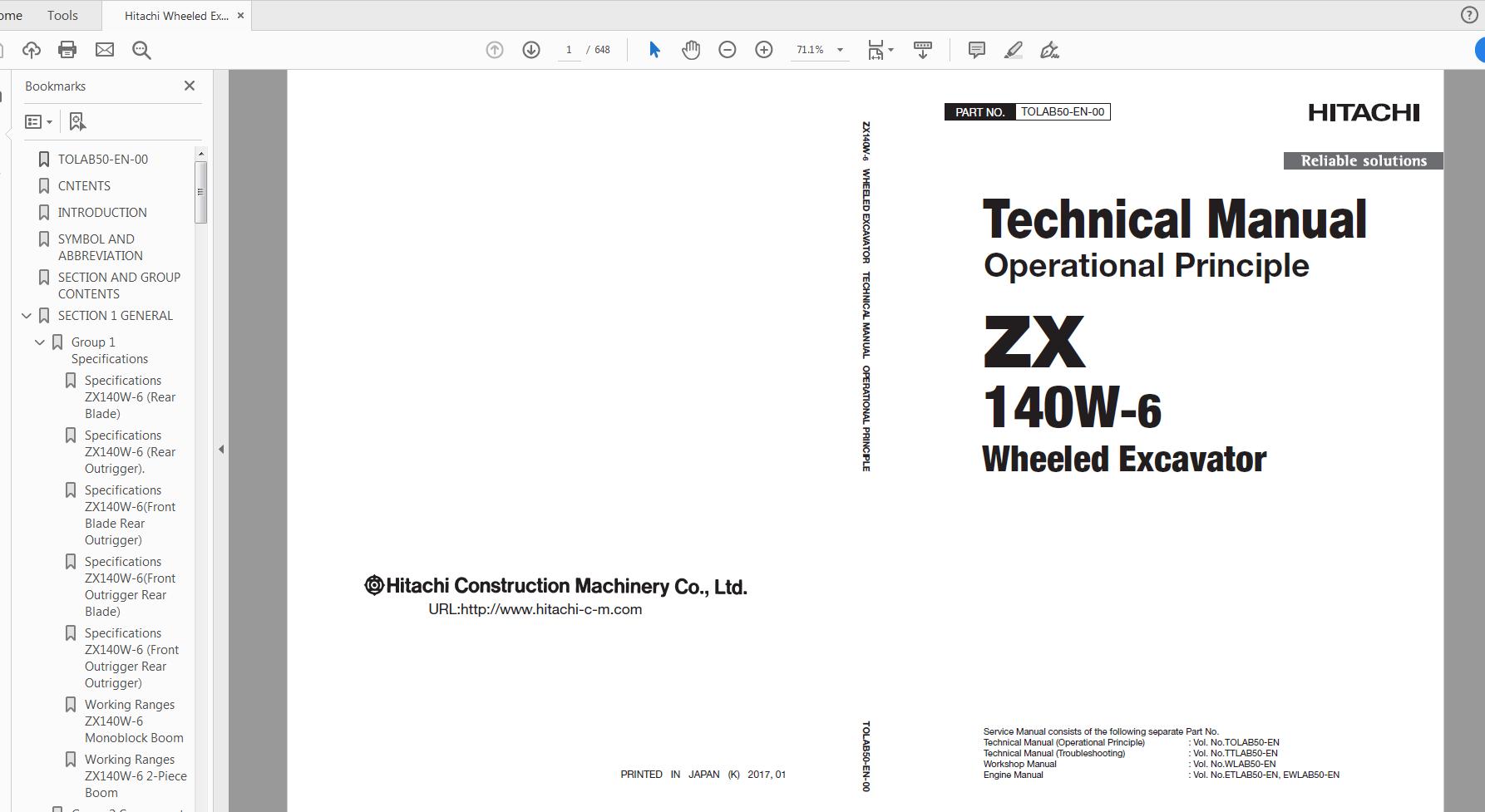 Hitachi Wheeled Excavator ZW 140W 6 Technical Manual Circuit Diagram 1