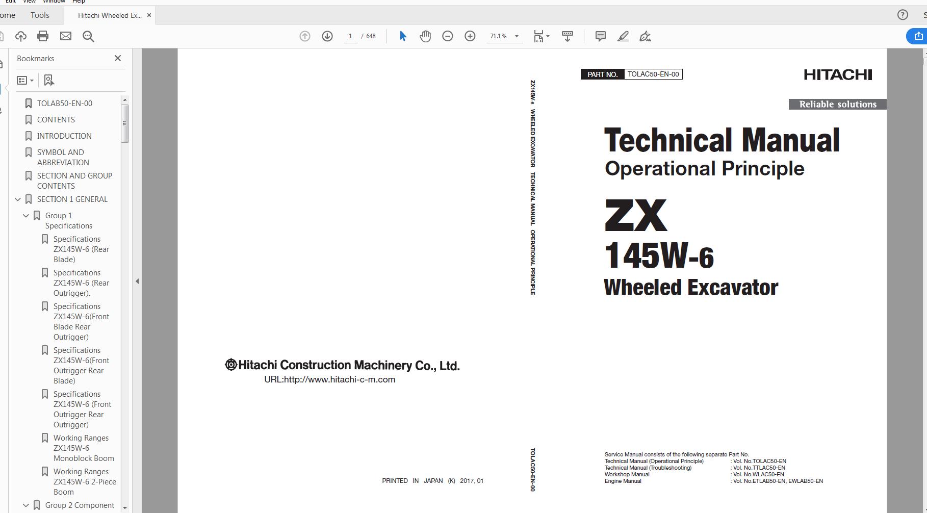 Hitachi Wheeled Excavator ZW 145W 6 Technical Workshop Manual Circuit Diagram 1